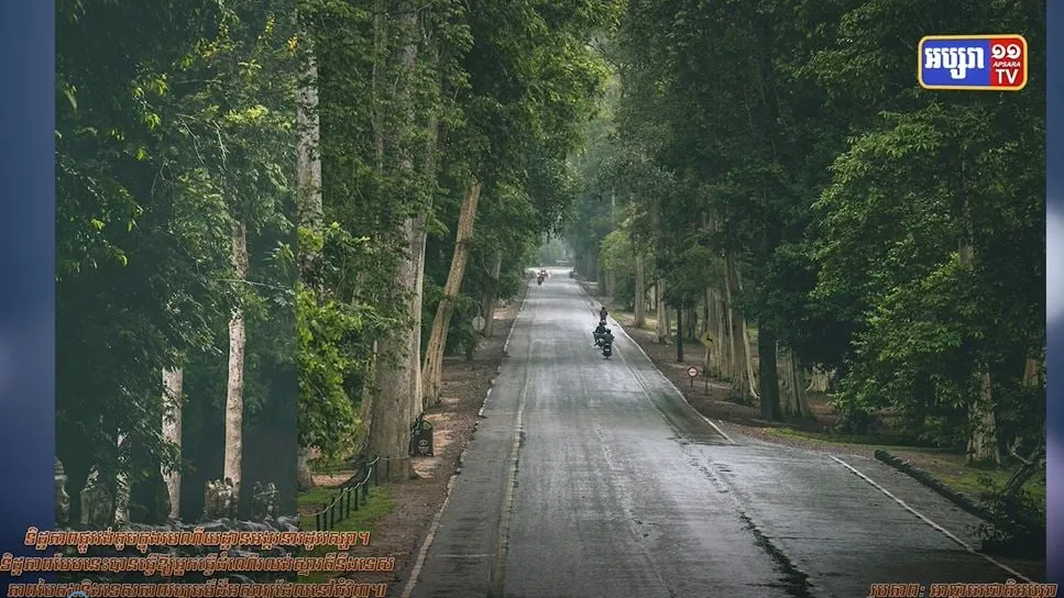 ទិដ្ឋភាពផ្លូវវង់តូចក្នុងរមណីយដ្ឋានអង្គរនារដូវវស្សា (វីដេអូ)