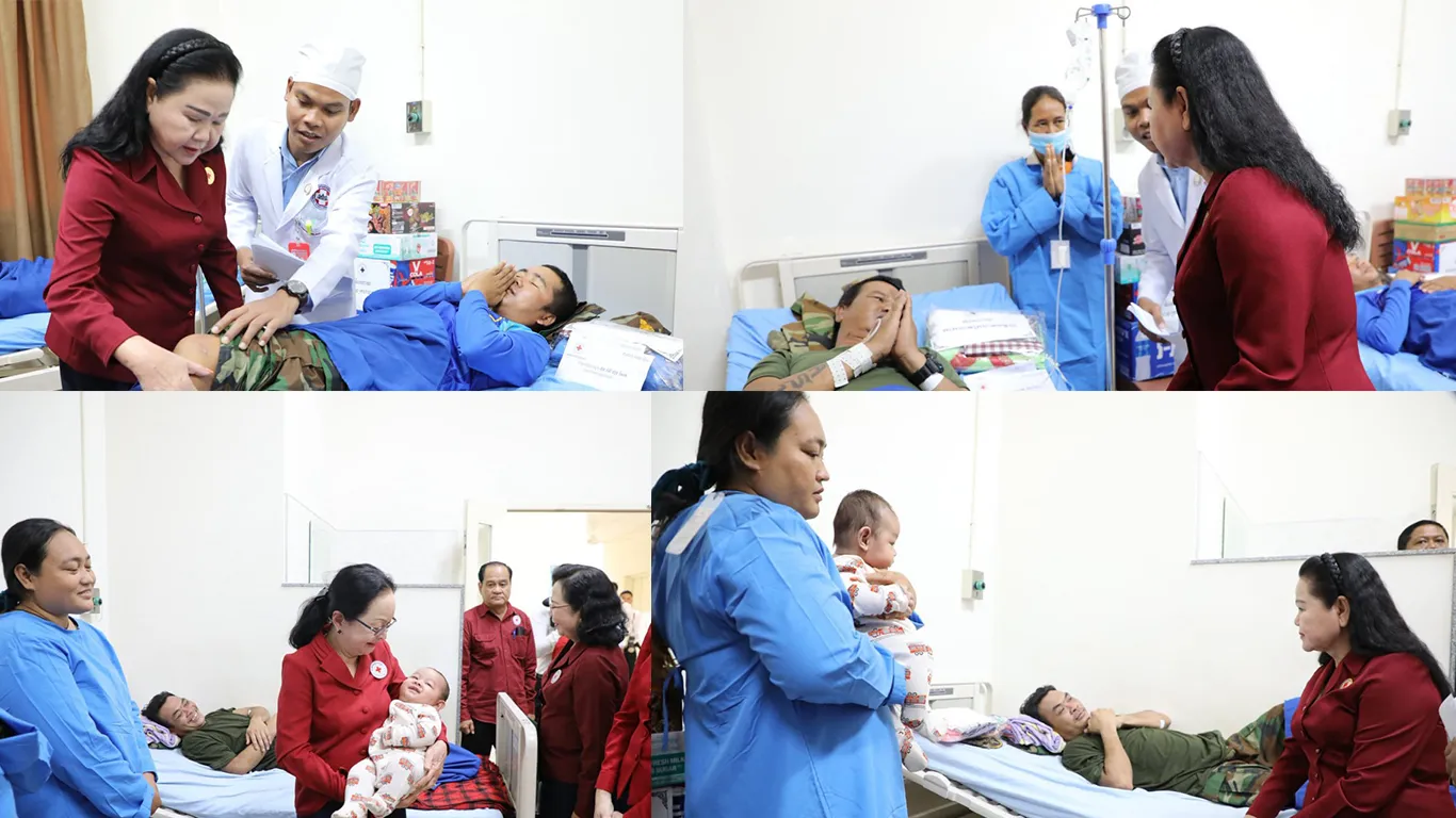 សម្ដេចកិត្ដិព្រឹទ្ធបណ្ឌិត ប៊ុន រ៉ានី ហ៊ុនសែន អញ្ជើញចុះសួរសុខទុក្ខវីរយុទ្ធជននៅមន្ទីរពេទ្យបង្អែកខេត្តសៀមរាប និងមន្ទីរពេទ្យយោធភូមិភាគទី៤