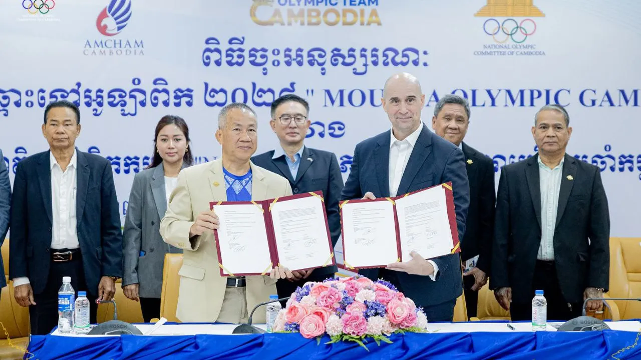 NOCC ចាប់ដៃជាមួយសភាពាណិជ្ជកម្មអាមេរិកប្រចាំកម្ពុជាស្វែងរកការឧបត្ថម្ភគាំទ្រកីឡាអូឡាំពិក ២០២៨នៅអាមេរិក