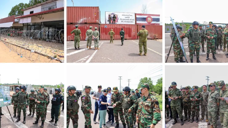 ក្រុមអនុព័ន្ធយោធាបរទេសចុះសង្កេតការណ៍នៅច្រកជ័យជំនះដែលកងទ័ពថៃបានកាន់កាប់ដោយខុសច្បាប់ ហើយបន្តដាក់ពង្រាយទូកុងតឺន័រ និងបន្លាលួស