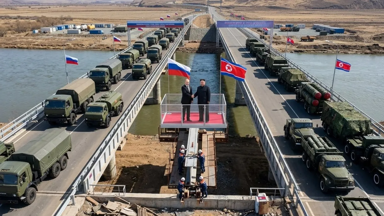 ស្ពានដឹកជញ្ជូនកងទ័ព និងឧបករណ៍យោធារវាង រុស្ស៊ី-កូរ៉េខាងជើង ជិតបញ្ចប់ការសាងសង់
