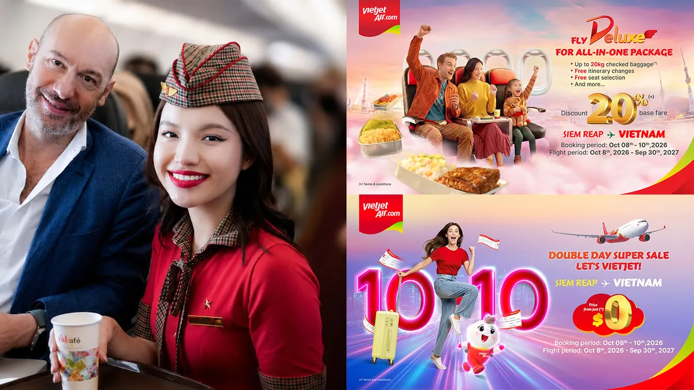Vietjet ផ្តល់ជូនសំបុត្រតម្លៃសូន្យ 0 ដុល្លារអាមេរិកឡើងទៅ ស្របពេលដាក់ឱ្យដំណើរការជើងហោះហើរអន្តរជាតិថ្មីៗ