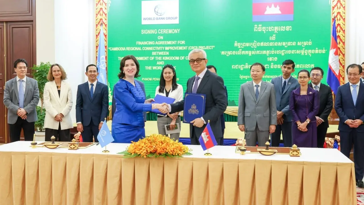 កម្ពុជា-ធនាគារពិភពលោក ចុះកិច្ចព្រមព្រៀងឥណទានសម្បទាន ១៥០ លានដុល្លារ ដើម្បីតភ្ជាប់ហេដ្ឋារចនាសម្ព័ន្ធក្នុងតំបន់