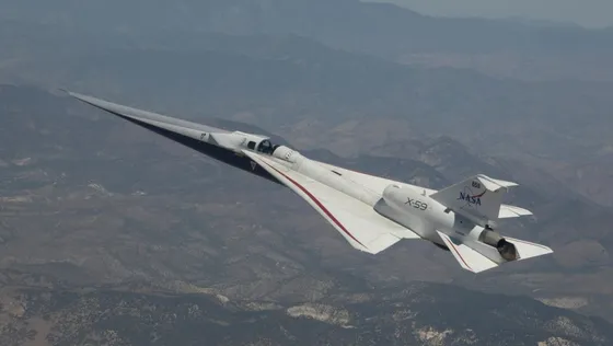 យន្តហោះ X-59 របស់ NASA បញ្ចប់ការហោះហើរសាកល្បងលើកដំបូងក្នុងល្បឿនលឿនជាងសំឡេង ១.១ ដង - AMS Article Thumbnail
