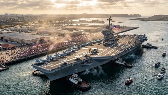 នាវាផ្ទុកយន្តហោះ USS Abraham Lincoln ត្រឡប់មកដល់សហរដ្ឋអាមេរិកវិញ ក្រោយបំពេញបេសកកម្ម ៣២២ ថ្ងៃ ក្នុងសង្គ្រាមអ៊ីរ៉ង់ - AMS Article Thumbnail