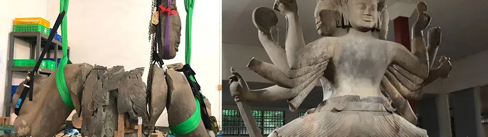 Image for article: ប្រតិមាព្រះឥសូរដ៏ធំបំផុតនៅកម្ពុជា ដែលបាក់បែកជាង១ម៉ឺនបំណែក ពេលនេះចាប់កំណើតឡើងវិញ