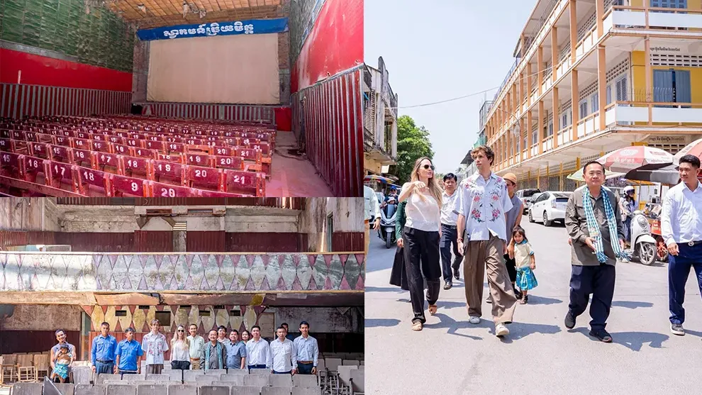 តារាហូលីវូដ Angelina Jolie ទៅពិនិត្យមើលរោងមហោស្រពប្រាសាទមាស និងរោងភាពយន្តបាត់ដំបង ដែលមានវ័យចំណាស់