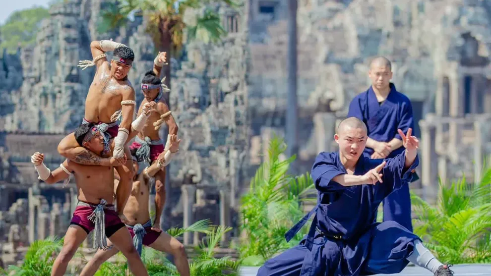 ក្បាច់គុនសៅលីង ត្រឡប់​មក​កម្ពុជា​ម្ដង​ទៀត សម្ដែង​រួម​គ្នា ក្បាច់គុនល្បុក្កតោ លើទឹកដីអង្គរ