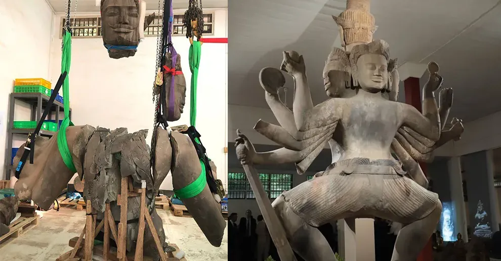 ប្រតិមាព្រះឥសូរដ៏ធំបំផុតនៅកម្ពុជា ដែលបាក់បែកជាង១ម៉ឺនបំណែក ពេលនេះចាប់កំណើតឡើងវិញ