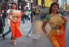 កុយ អេនណា ស្លៀកឈុតស្បៃខ្មែរ ដើរបង្ហាញនៅកណ្ដាលទីក្រុងញ៉ូវយ៉ក