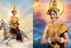 រូបភាពផ្លូវការរបស់អ្នកអង្គម្ចាស់​ក្សត្រិយ៍ នរោត្តម ចេណ្ណា ក្នុងឈុតទេព្ដាឆ្នាំថ្មី ឆ្នាំមមី « ព្រះនាង «រាក្យសាទេវី»