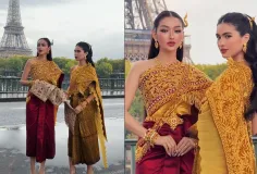 មុនឡើងឆាក Paris Fashion Week 2026 ពេជ្រ វត្តីសារ៉ាវឌ្ឍី និង មាលា ឆ្លៀតយកស្បៃខ្មែរនៅបង្ហាញនៅ Tour Eiffel សិន