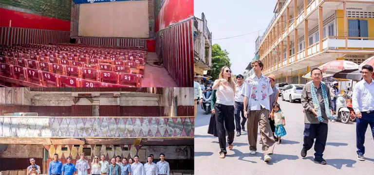 តារាហូលីវូដ Angelina Jolie ទៅពិនិត្យមើលរោងមហោស្រពប្រាសាទមាស និងរោងភាពយន្តបាត់ដំបង ដែលមានវ័យចំណាស់