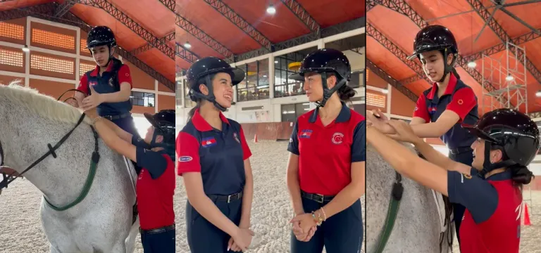 គួរឲ្យស្រលាញ់ទាំងគូ! ព្រះនាង ជេនណា ឲ្យបងស្រីជីដូនមួយ ​ព្រះនាង អម្រិតា បង្ហាត់ពីរបៀបជិះសេះ