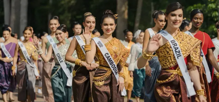 បេក្ខនារី Universal Woman 2026 បង្ហាញភាពស្រស់ស្អាតយ៉ាងលេចធ្លោក្នុងឈុត «ស្បៃខ្មែរ» នៅប្រាសាទអង្គរវត្ត